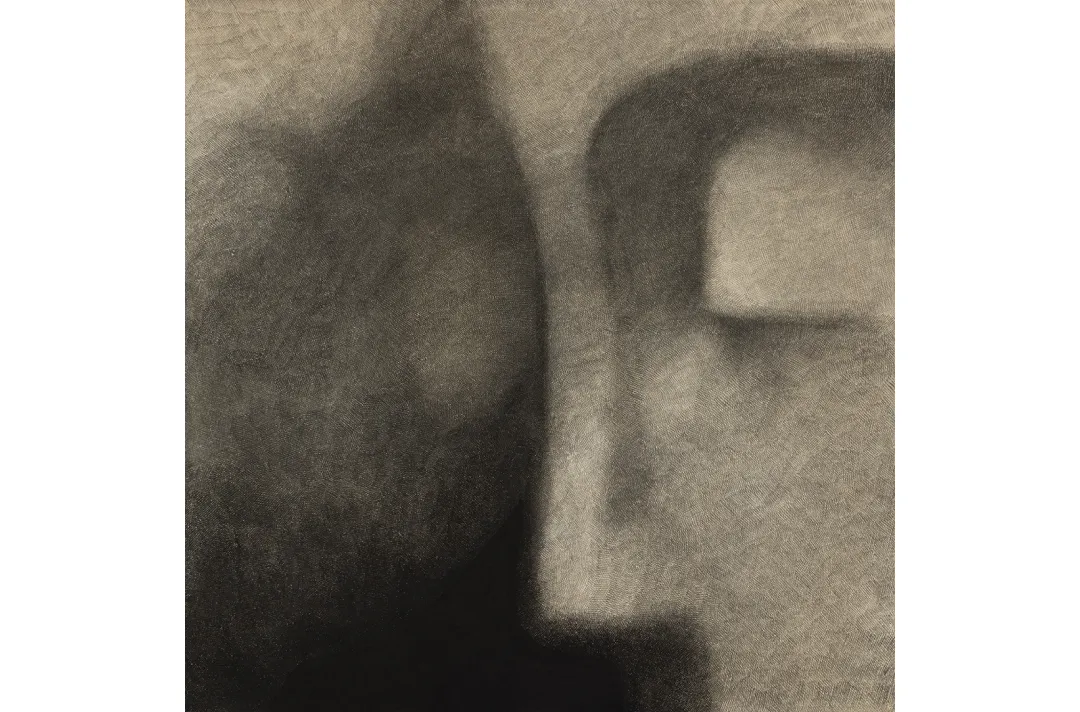 Moonassi, The Opaque Mirror II, 2025. Ink on Korean paper, 130 × 130 cm. Courtesy EM Gallery