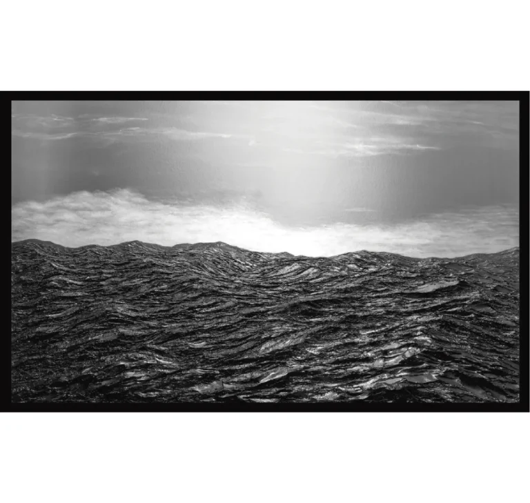 The Crossing 154 by Bao Vuong, 2023 Acrylic and oil paint, graphite powder, and Vietnamese incense ash on canvas, 97 × 162 cm. © Bao Vuong, courtesy of Verduyn Gallery.